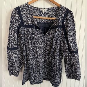 Lucky Brand Navy Floral Blouse